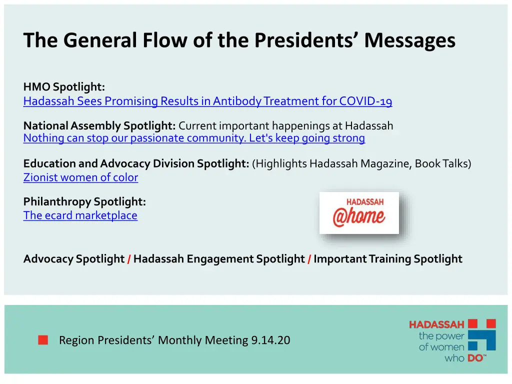 the general flow of the presidents messages