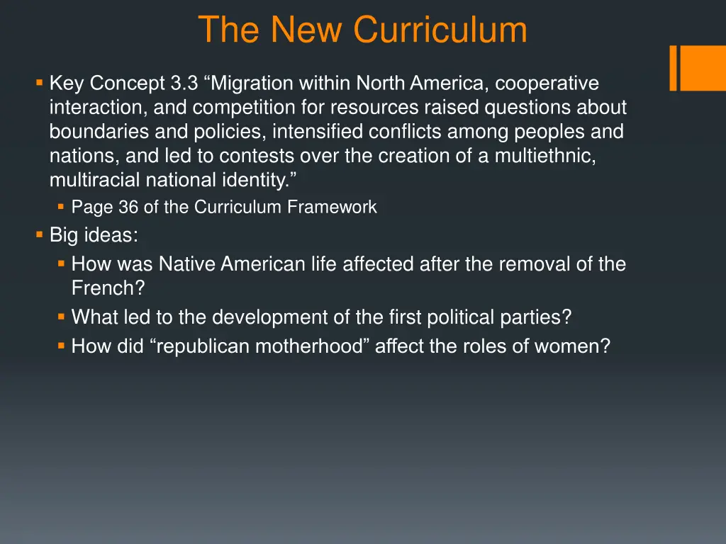 the new curriculum