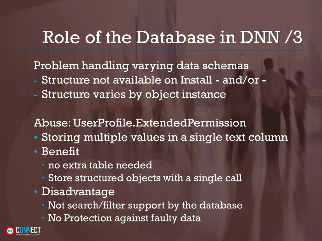 role of the database in dnn 3