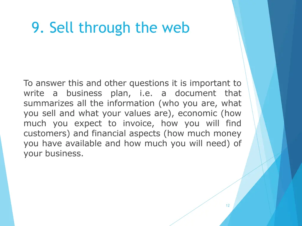 9 sell through the web 11