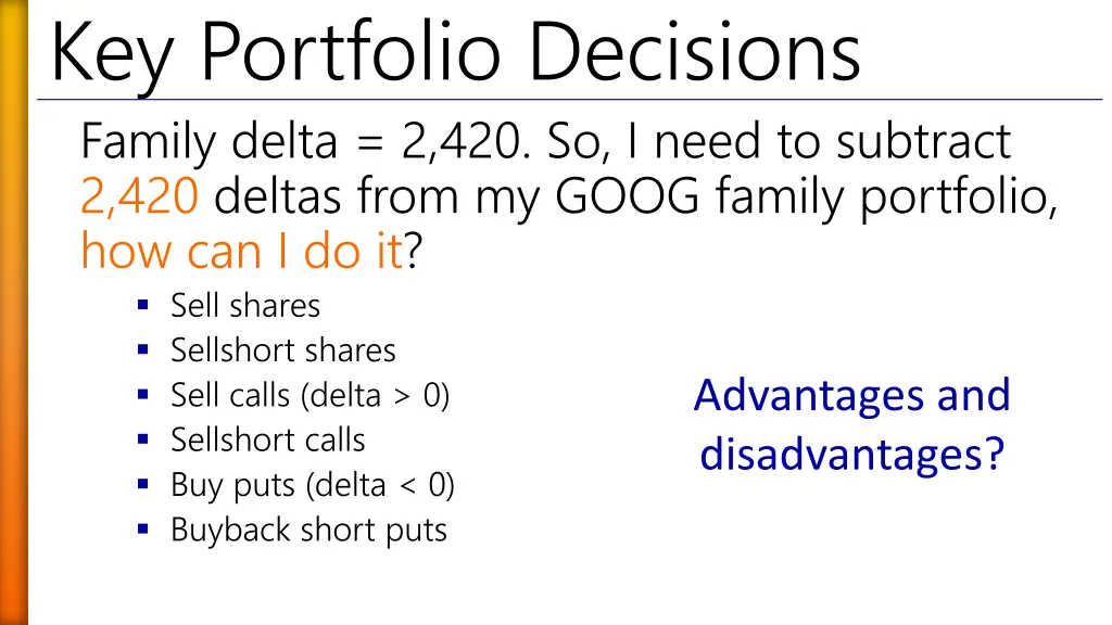 key portfolio decisions family delta
