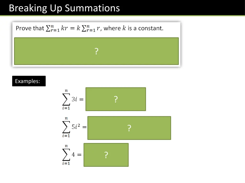 breaking up summations