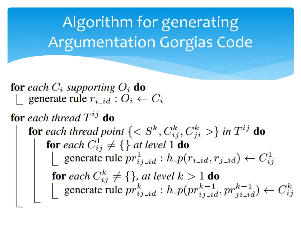 algorithm for generating argumentation gorgias