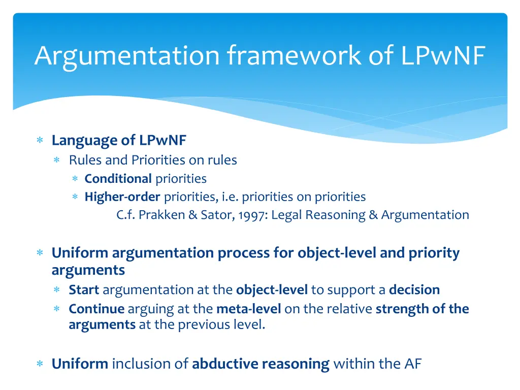 argumentation framework of lpwnf