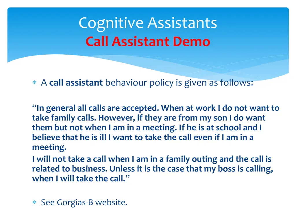cognitive assistants call assistant demo