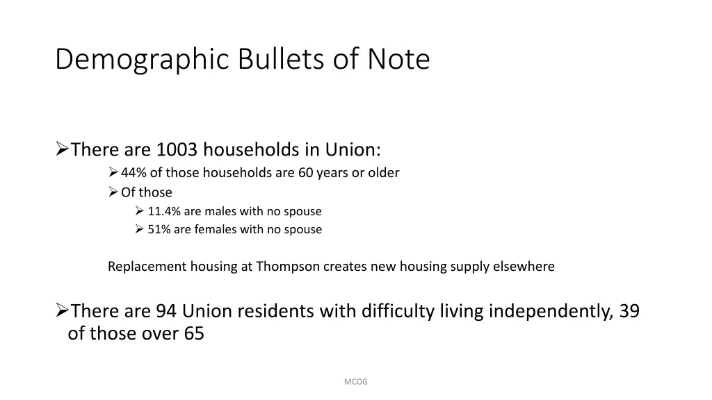 demographic bullets of note