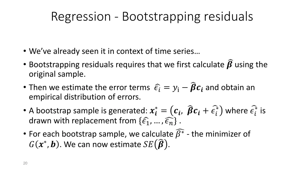 regression bootstrapping residuals