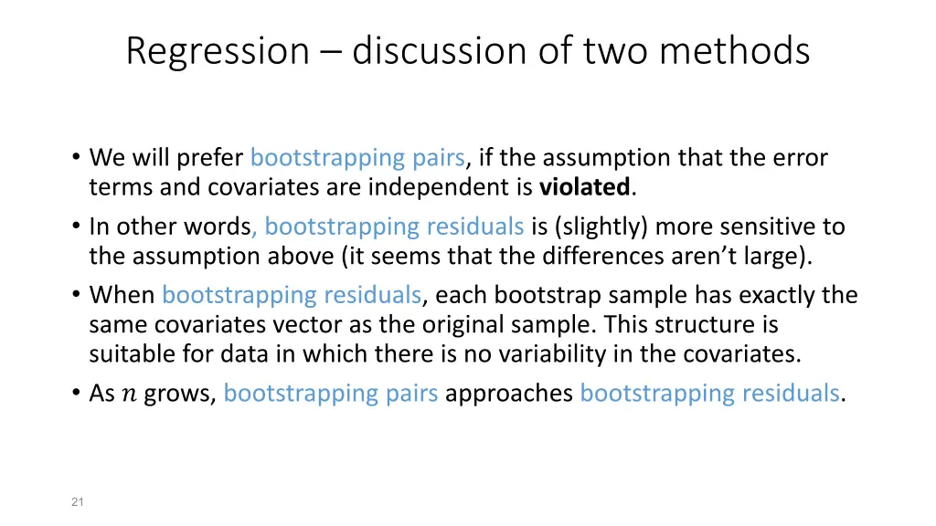 regression discussion of two methods