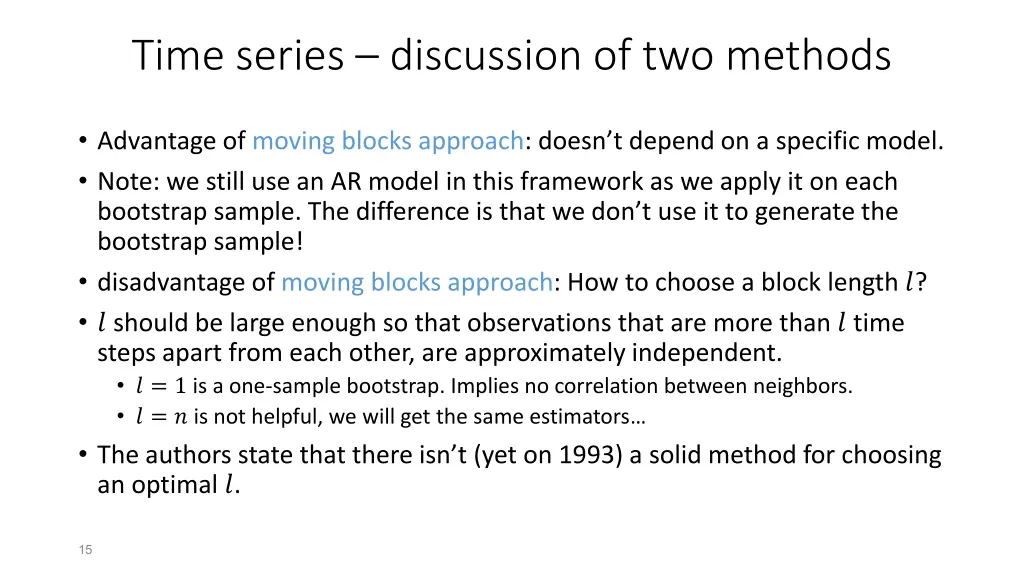 time series discussion of two methods