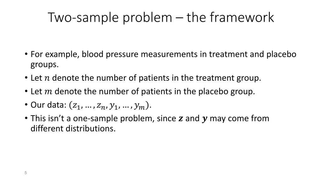two sample problem the framework