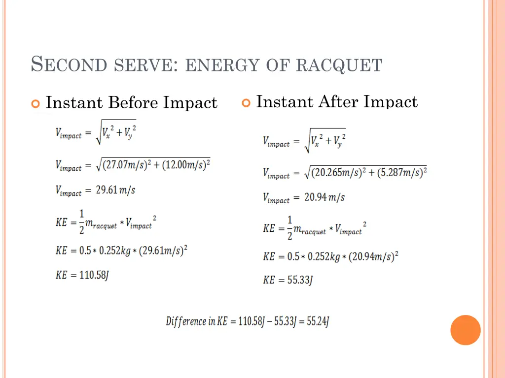 s econd serve energy of racquet