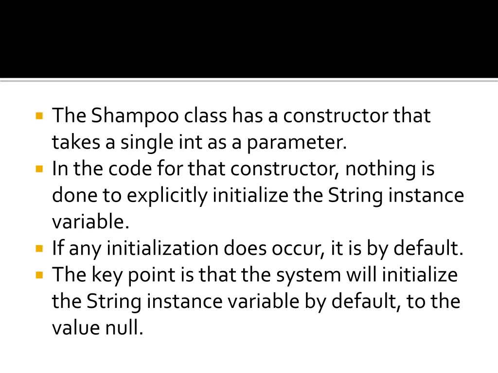 the shampoo class has a constructor that takes