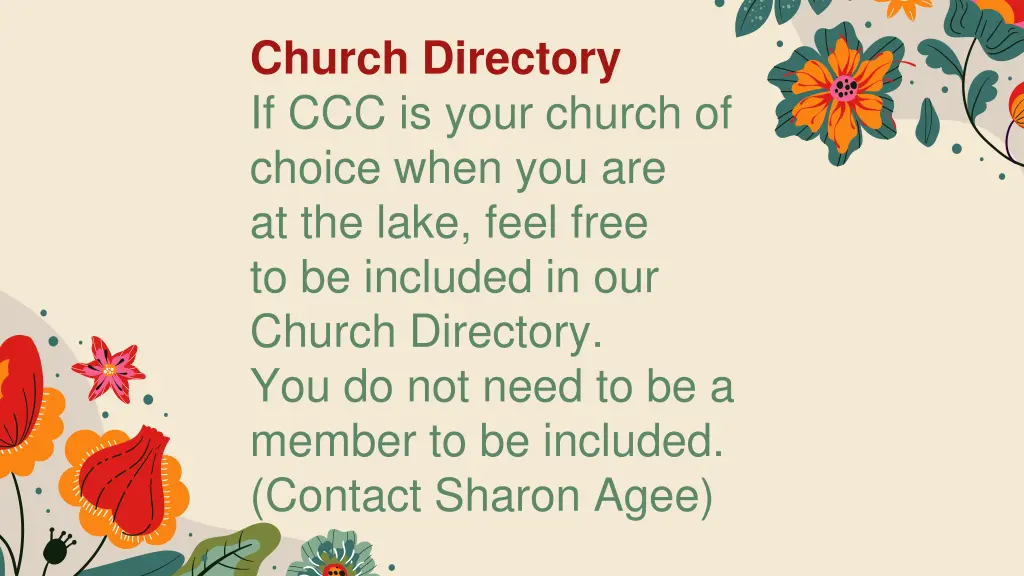 church directory if ccc is your church of choice