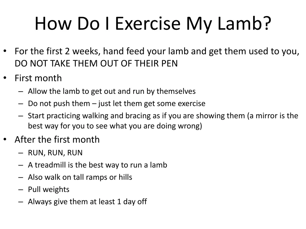 how do i exercise my lamb