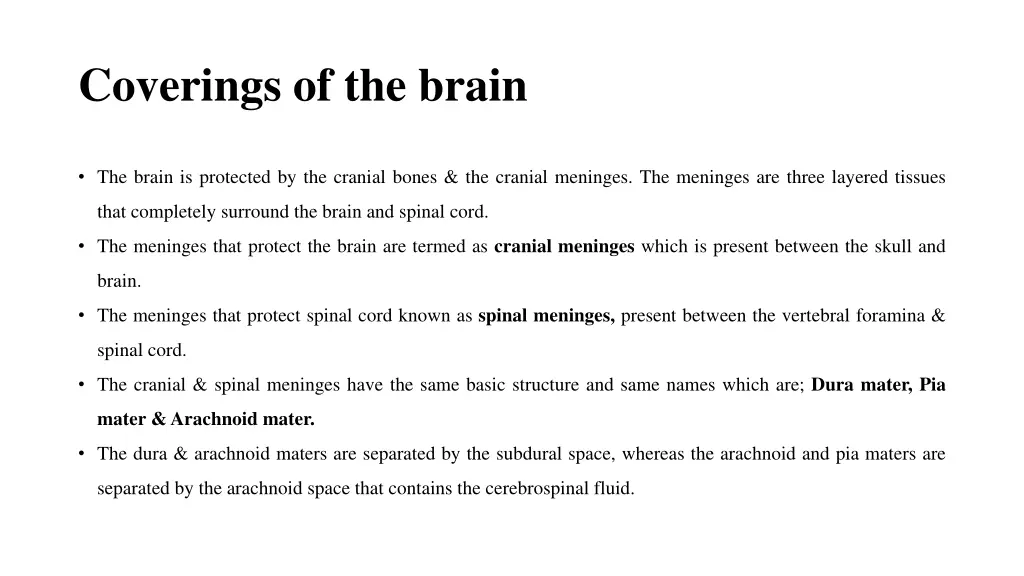 coverings of the brain