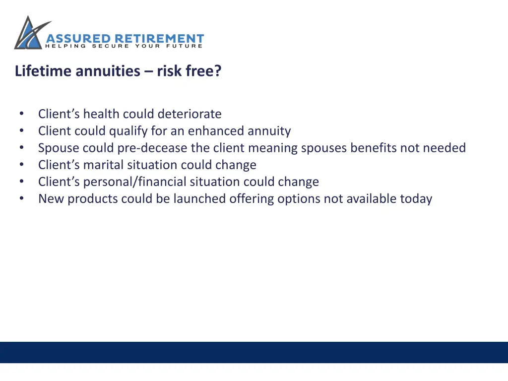 lifetime annuities risk free