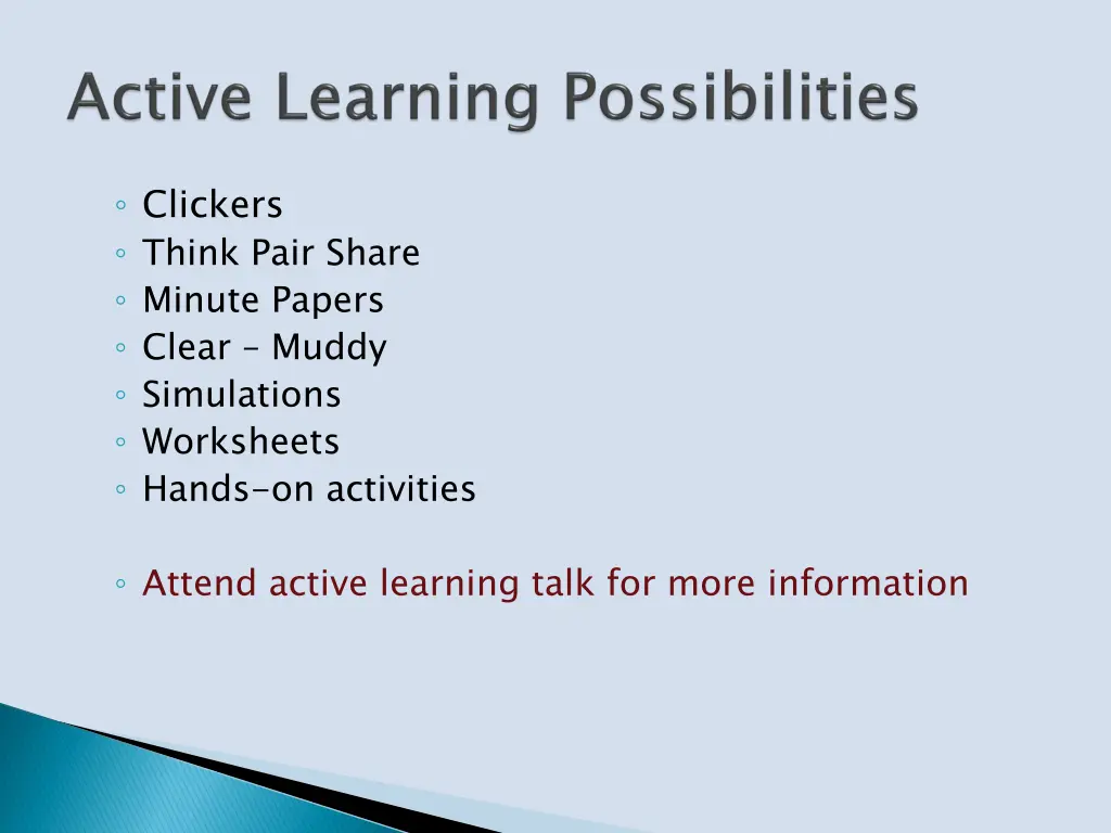 clickers think pair share minute papers clear