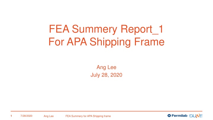 fea summery report 1 for apa shipping frame