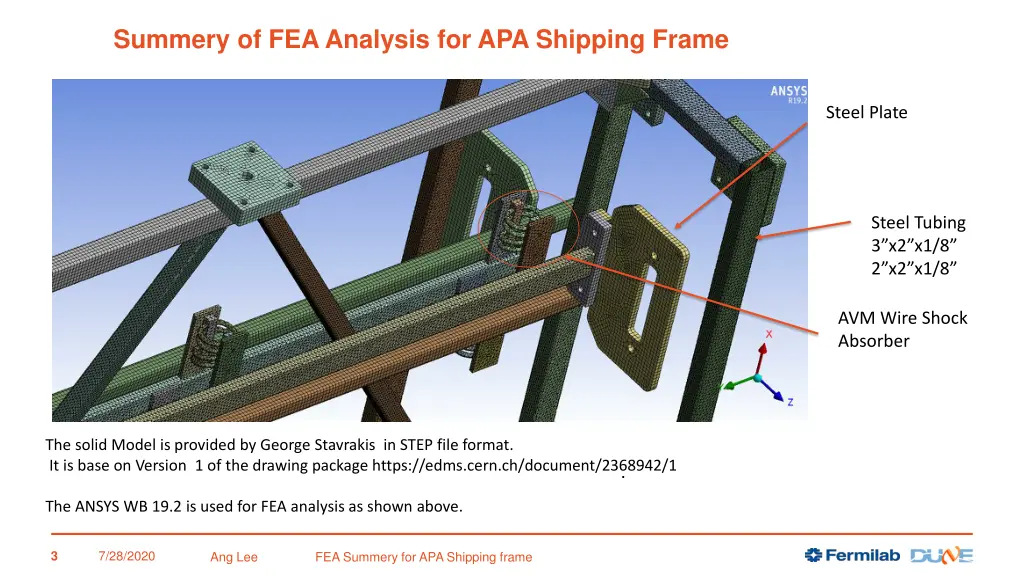summery of fea analysis for apa shipping frame 1