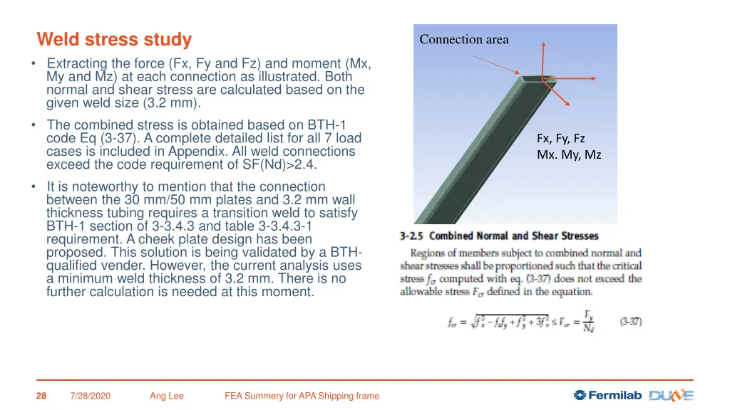 weld stress study extracting the force