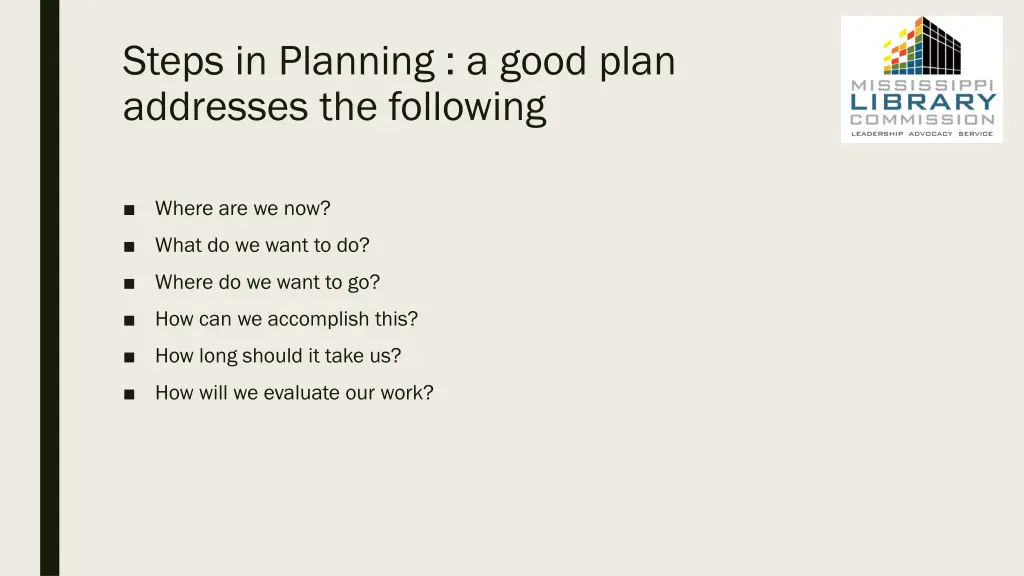 steps in planning a good plan addresses