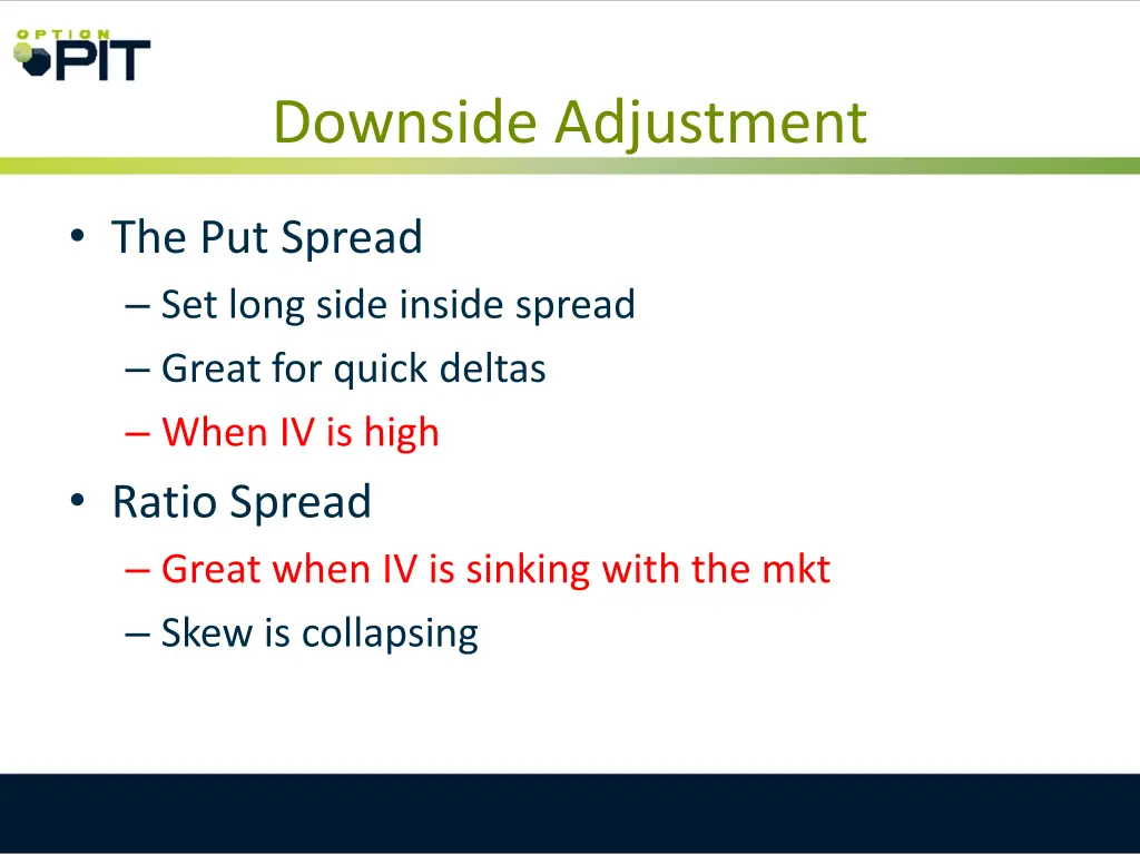 downside adjustment