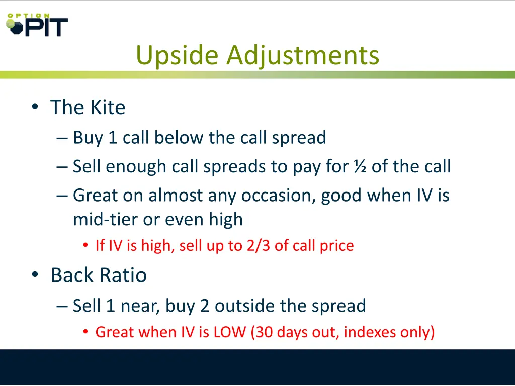 upside adjustments