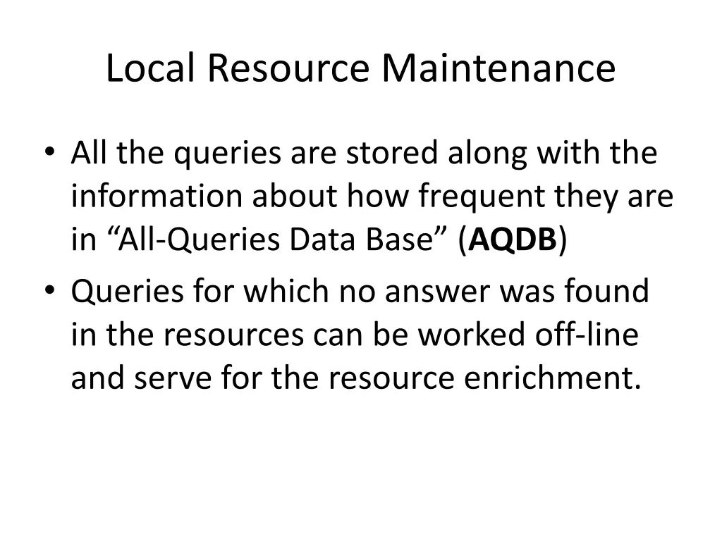 local resource maintenance