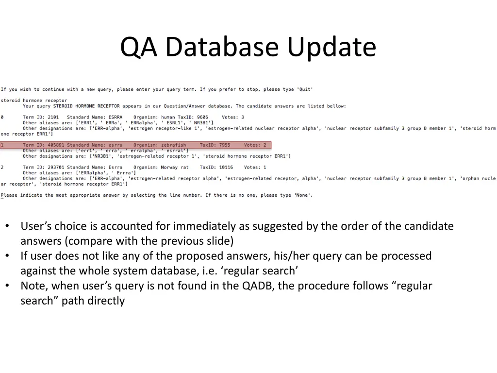 qa database update