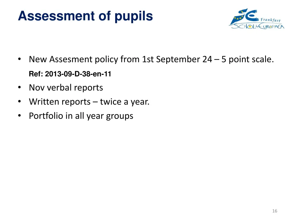 assessment of pupils
