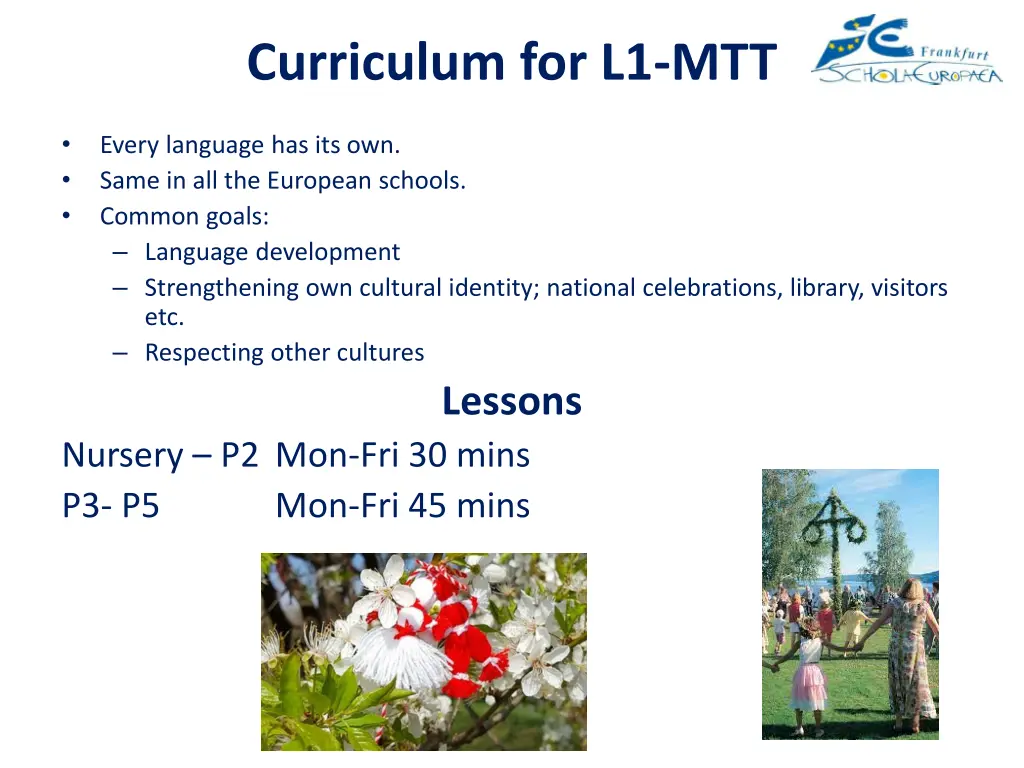 curriculum for l1 mtt