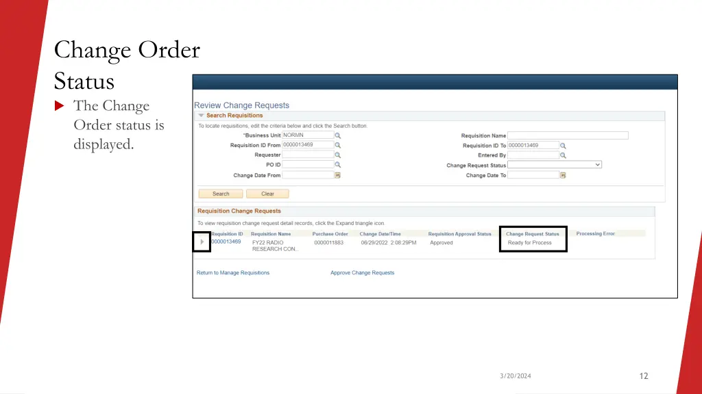 change order status