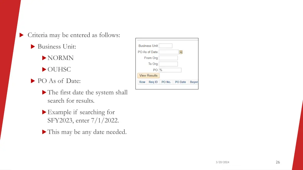 criteria may be entered as follows