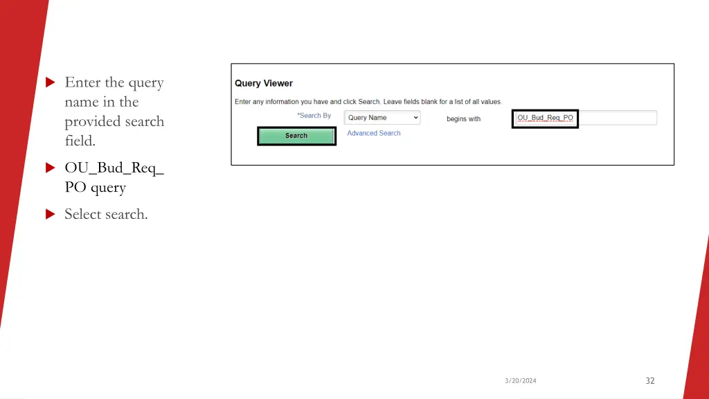 enter the query name in the provided search field 1