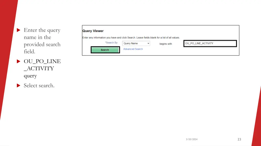 enter the query name in the provided search field