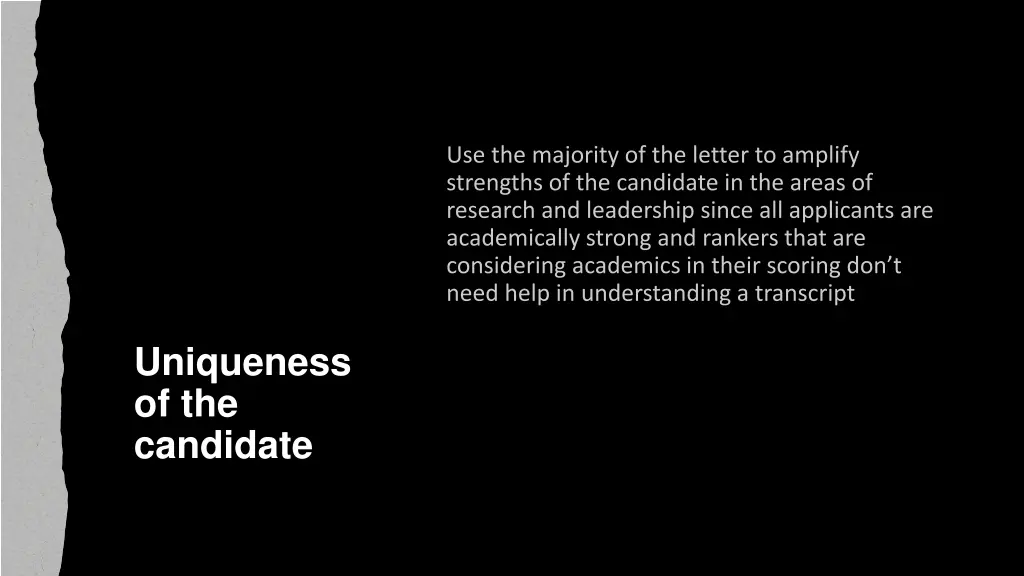 uniqueness of the candidate