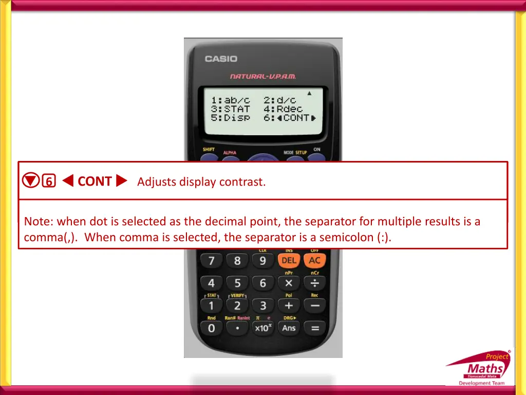 5 disp 1 dot 2 comma specifies whether to display