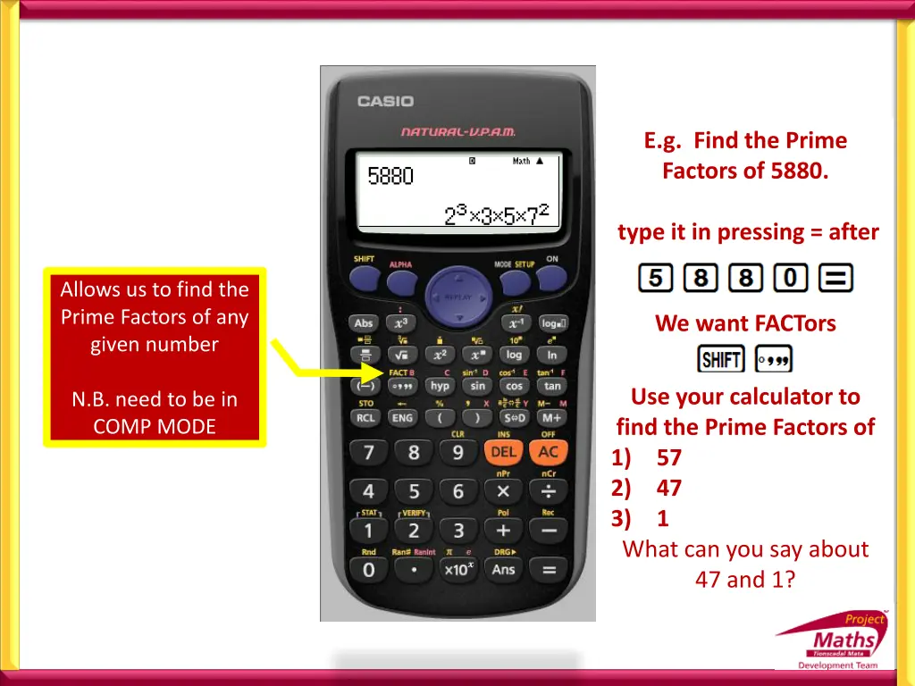 e g find the prime factors of 5880