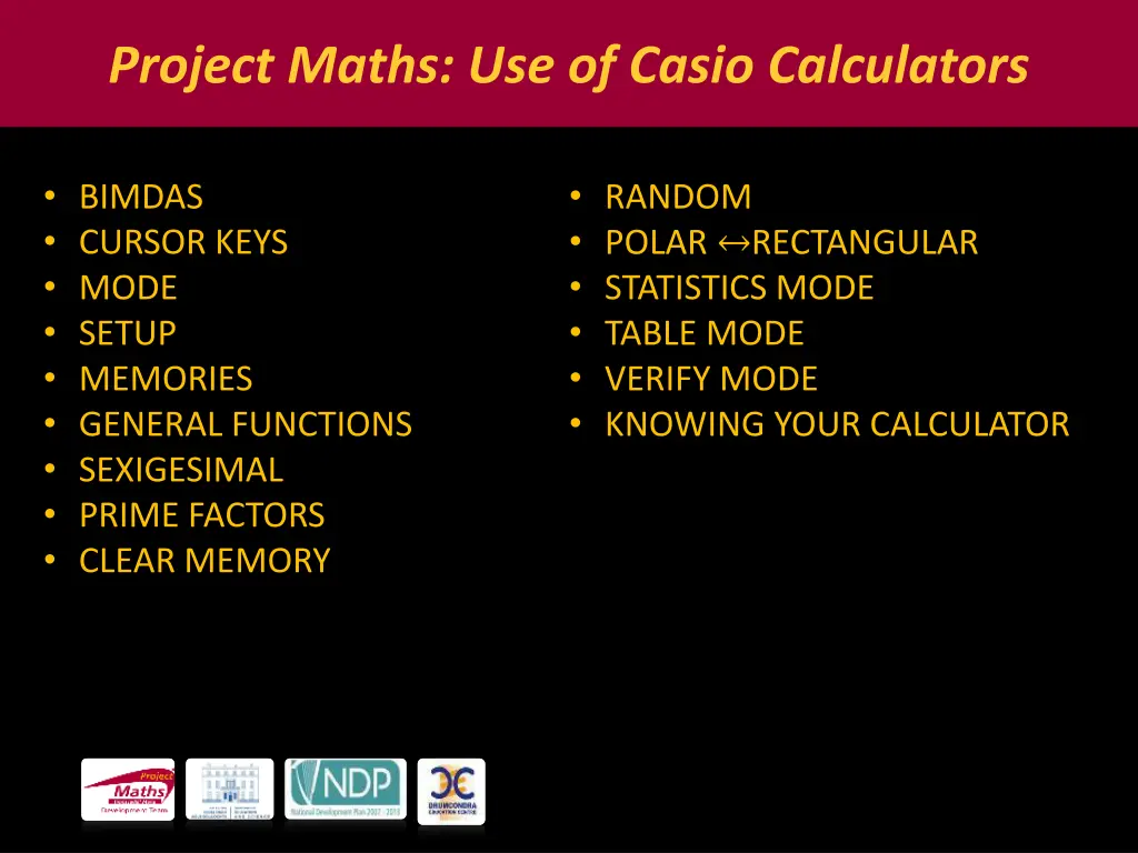 project maths use of casio calculators
