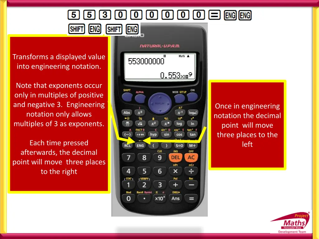 transforms a displayed value into engineering