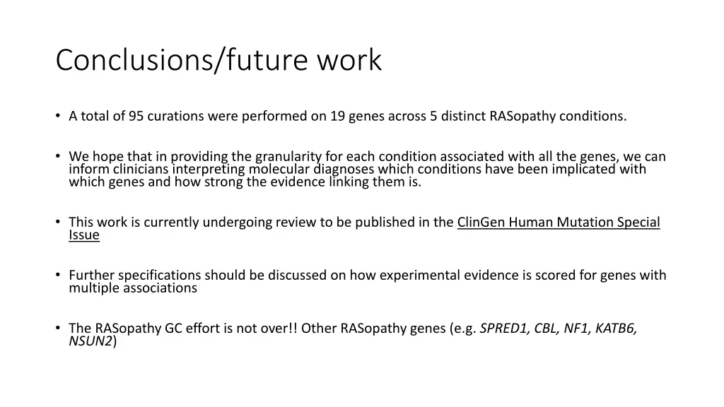 conclusions future work