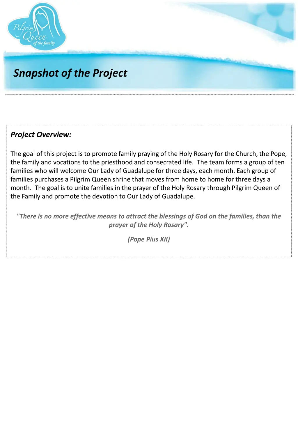snapshot of the project