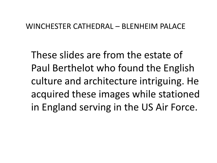 winchester cathedral blenheim palace