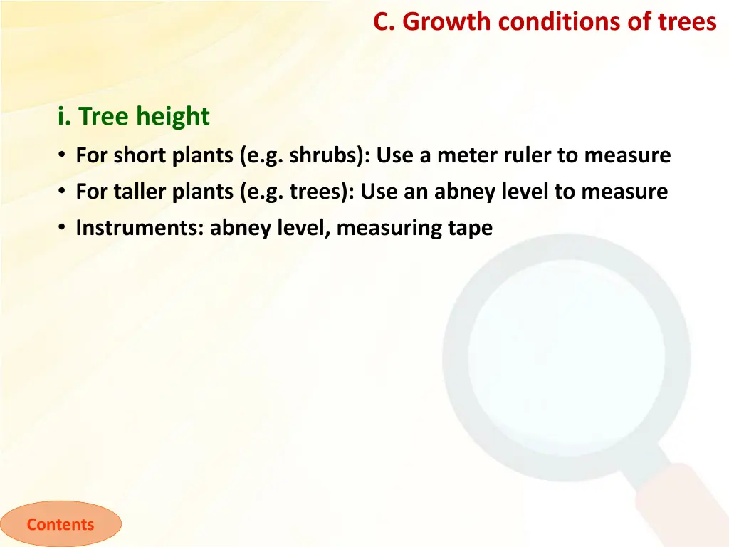c growth conditions of trees