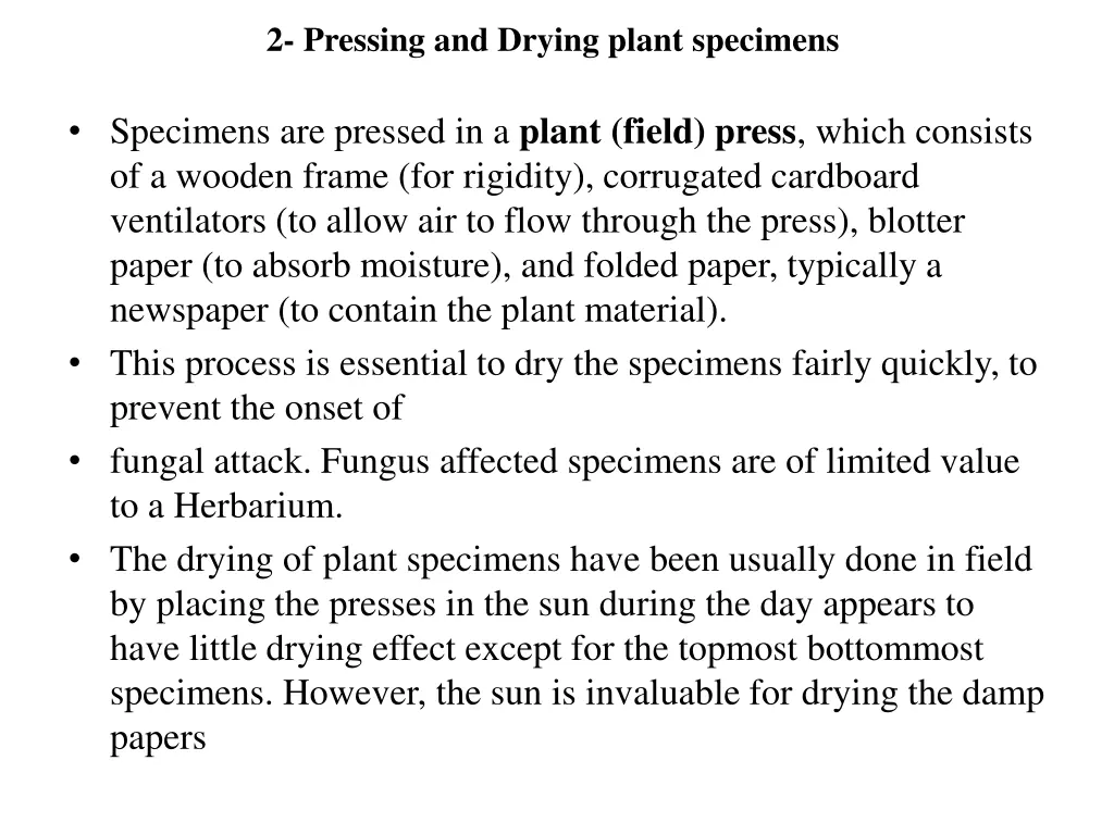 2 pressing and drying plant specimens