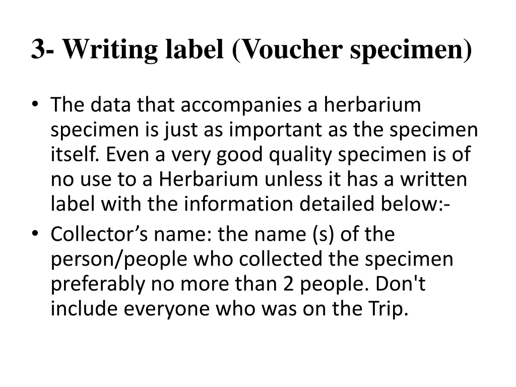 3 writing label voucher specimen