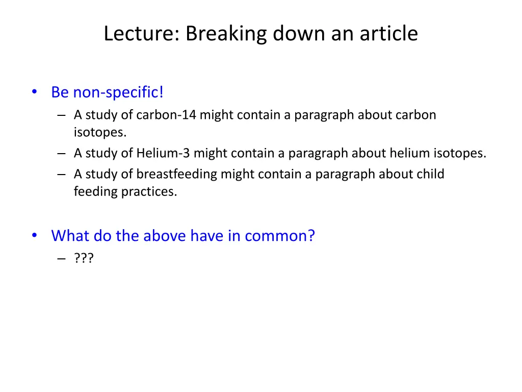 lecture breaking down an article