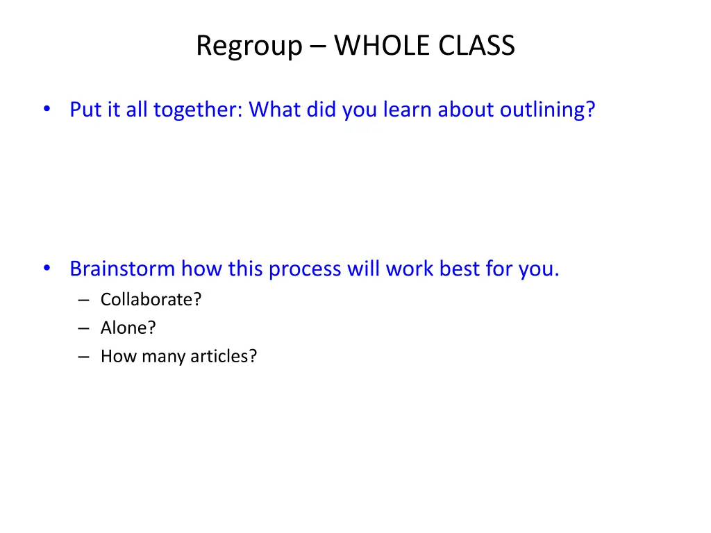 regroup whole class
