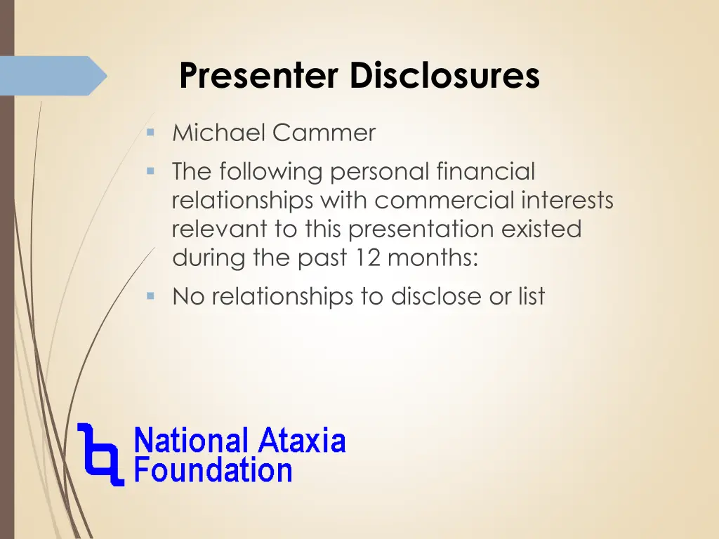 presenter disclosures