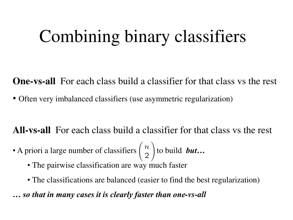 combining binary classifiers